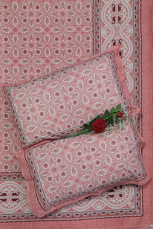 Floral Aura Pure Cotton King Size Bedsheets with Matching Pillow Covers – Premium Quality