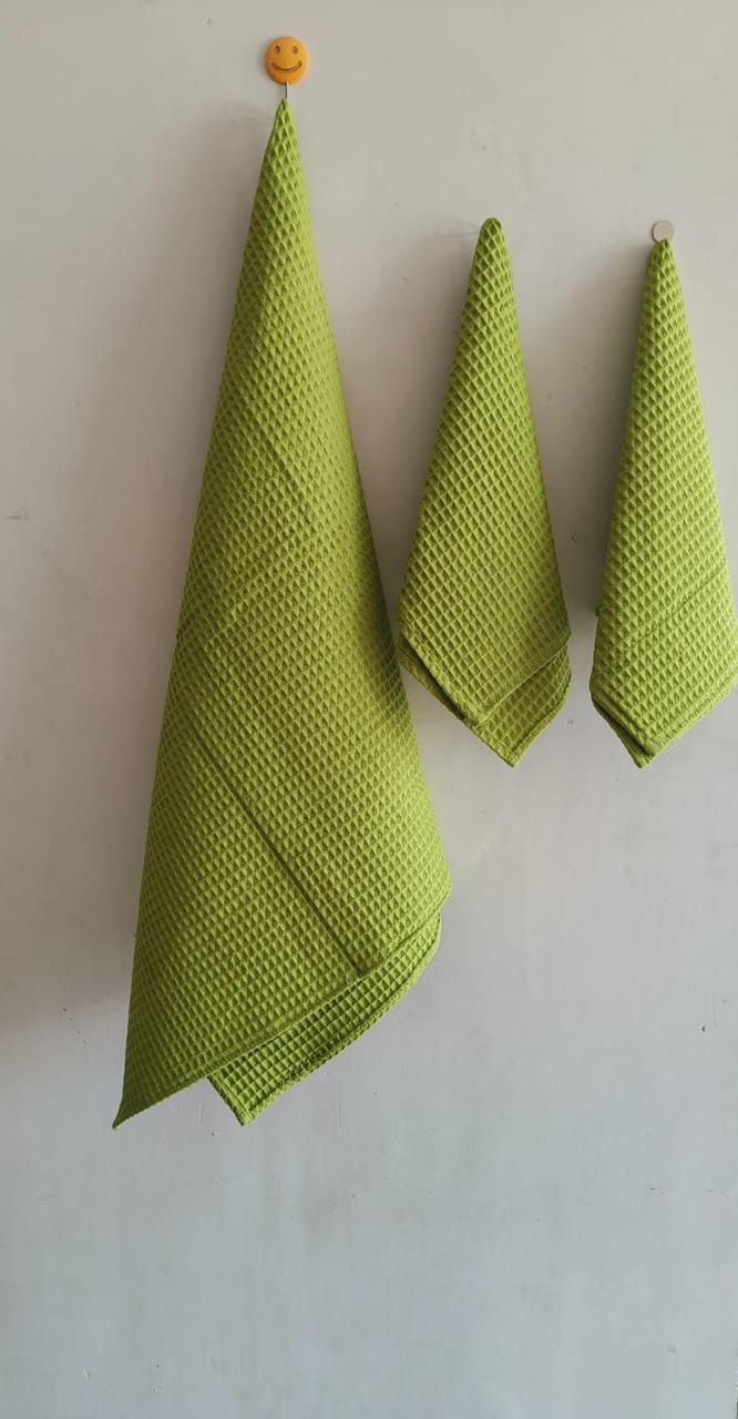 Waffle Weave Premium Cotton Towel Set (3-Piece)