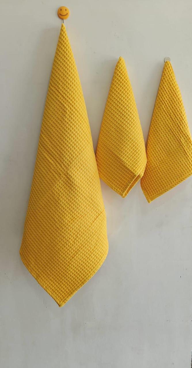 Waffle Weave Premium Cotton Towel Set (3-Piece)