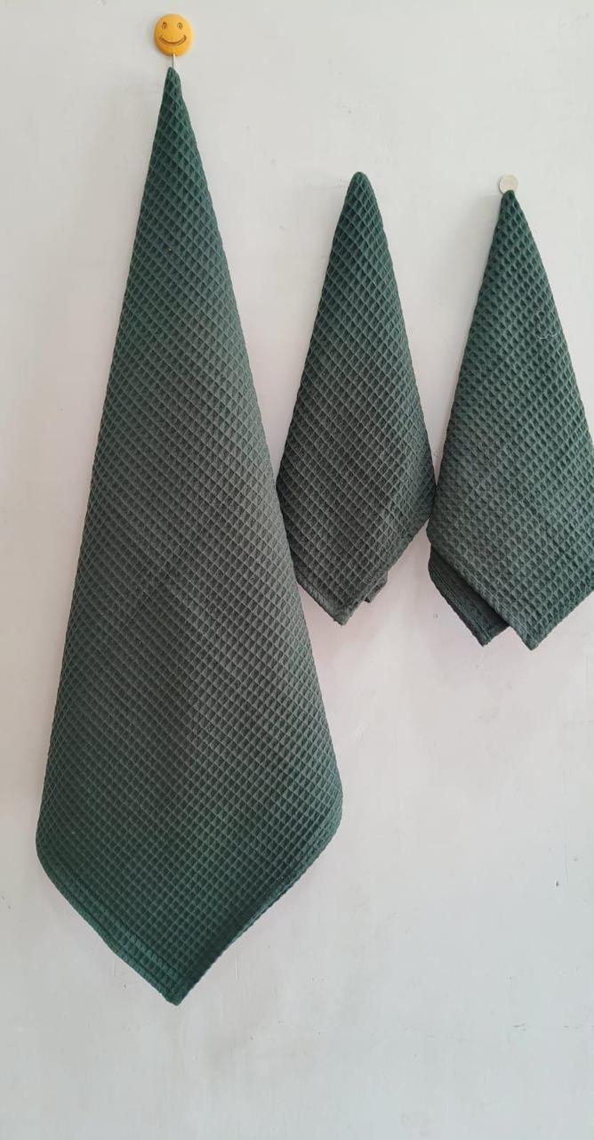 Waffle Weave Premium Cotton Towel Set (3-Piece)