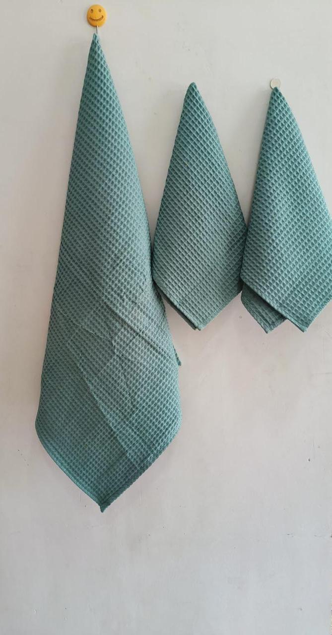 Waffle Weave Premium Cotton Towel Set (3-Piece)