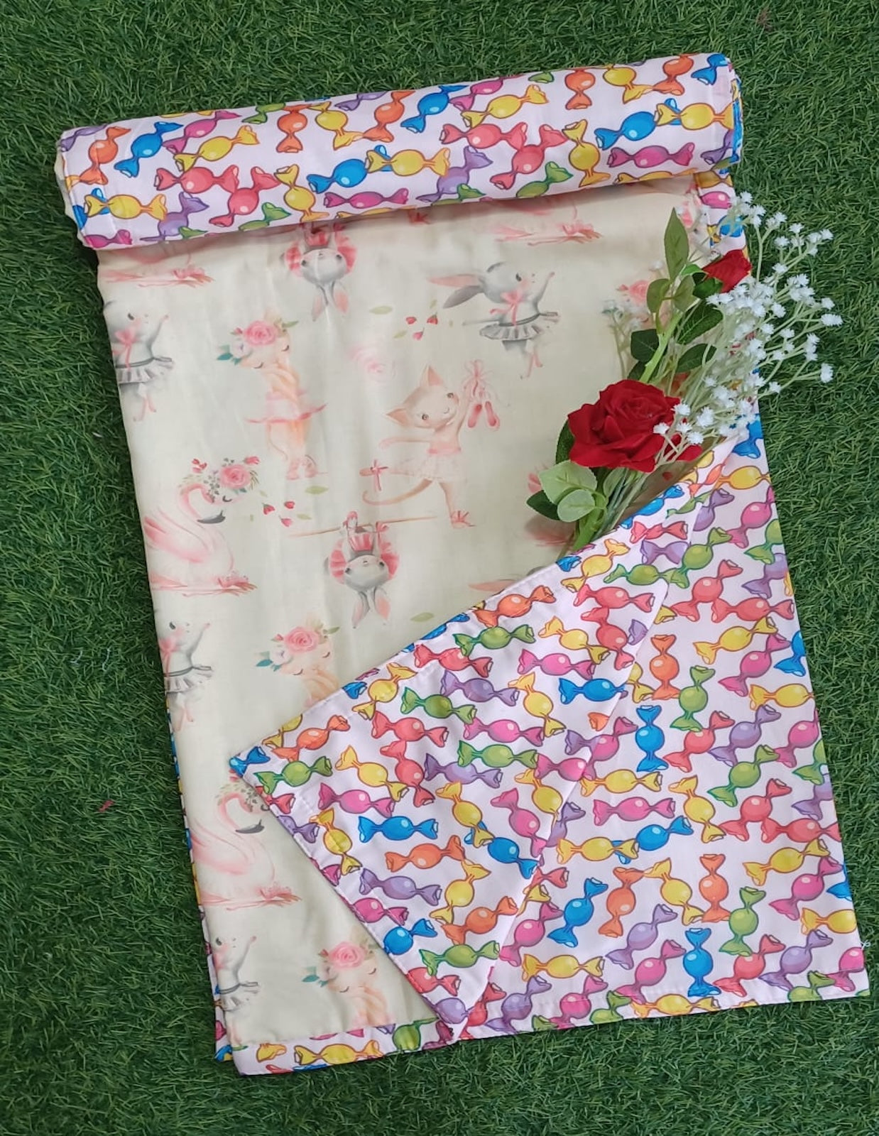 "Candy Carnival & Ballerina Dreams" Reversible Cotton Kids Dohar