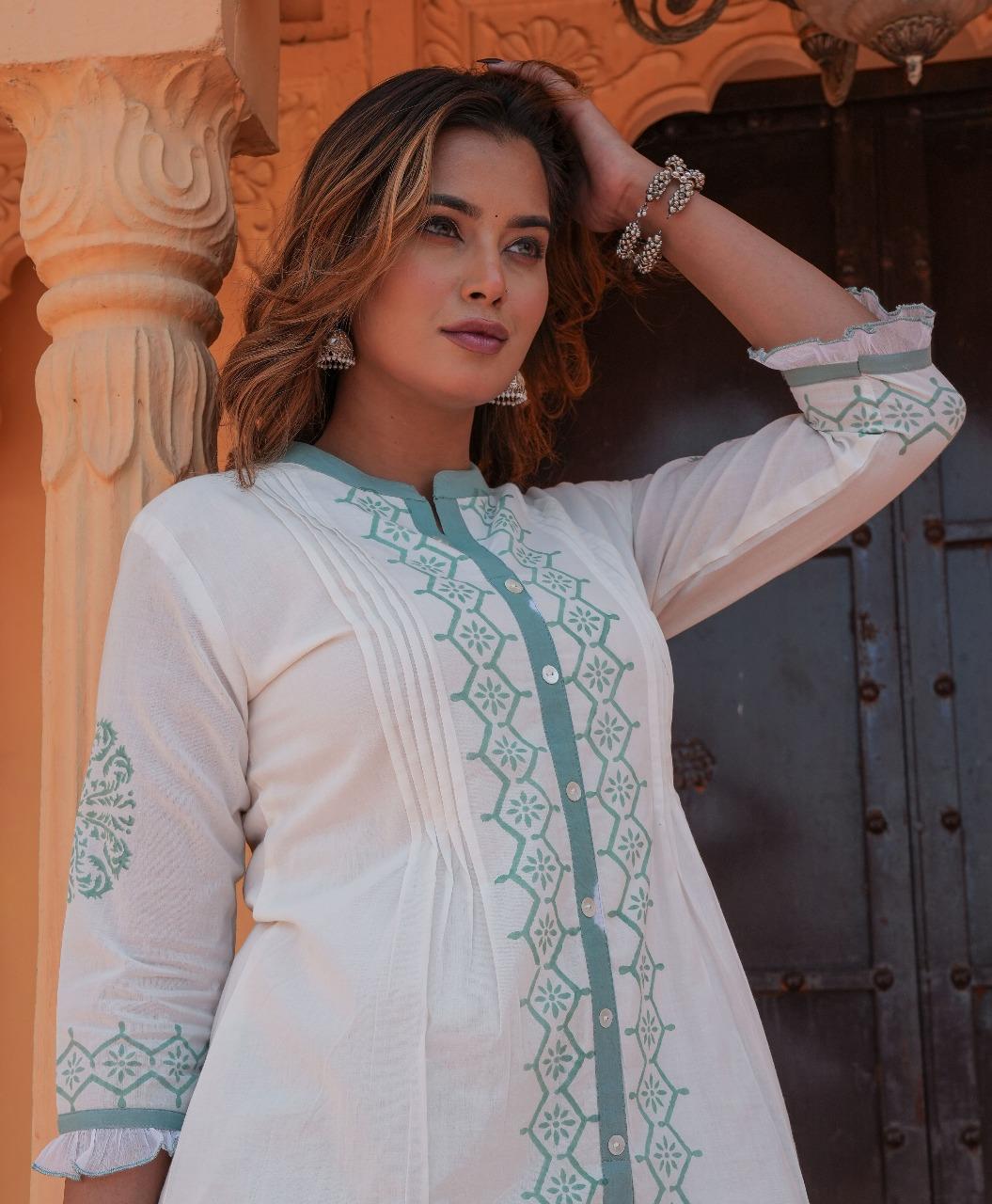 "Mint Heritage" Mulmul Cotton Co-ord Set