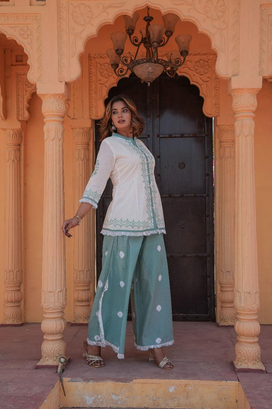 "Mint Heritage" Mulmul Cotton Co-ord Set