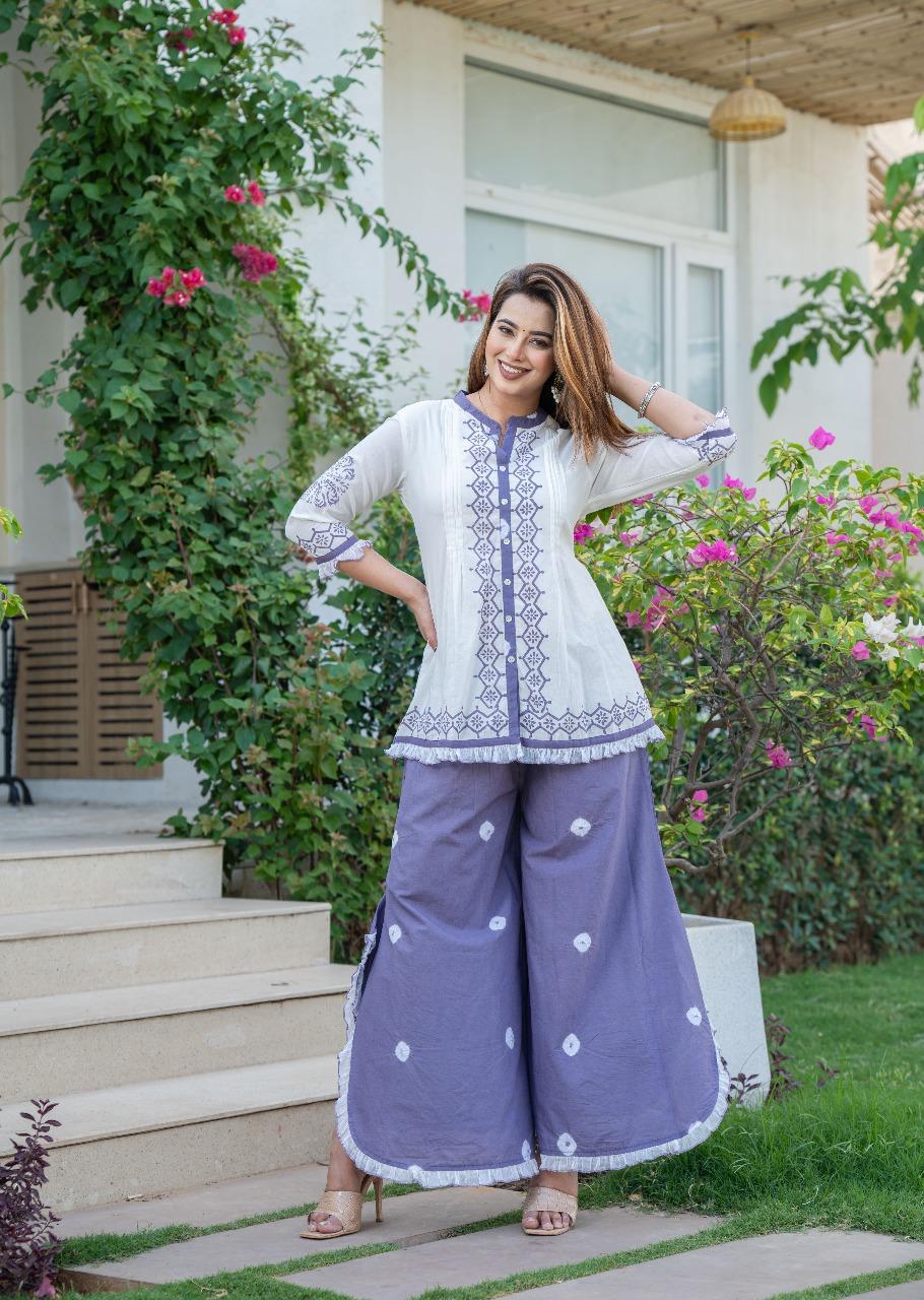 "Lavender Bloom" Mulmul Cotton Co-ord Set