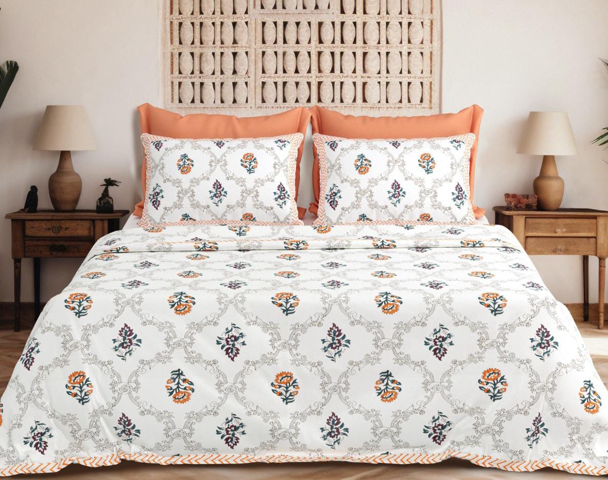 Royal Vines Pure Cotton Bedspread – Jumbo Size with 2 Pillow Covers