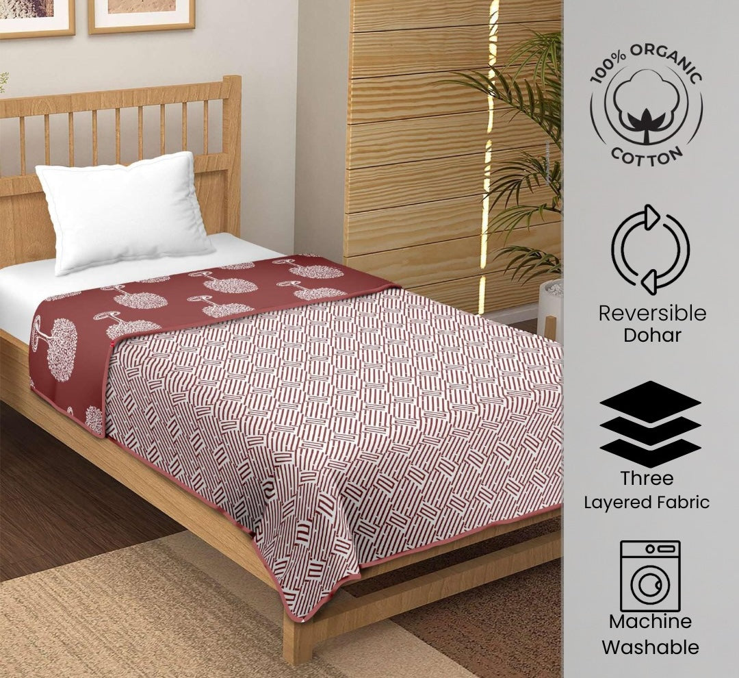 "Terracotta Bloom" Reversible Organic Cotton Dohar