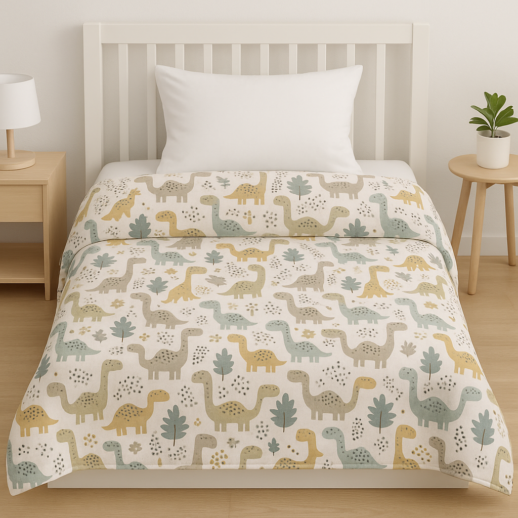 "Dino & Dude" Reversible Cotton Kids Dohar