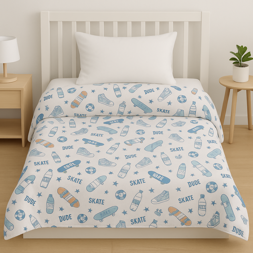 "Dino & Dude" Reversible Cotton Kids Dohar