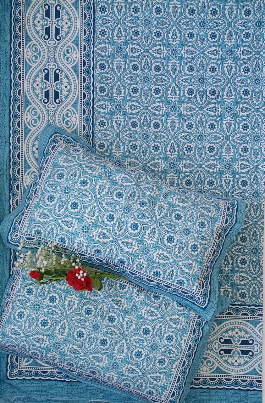 Floral Aura Pure Cotton King Size Bedsheets with Matching Pillow Covers – Premium Quality