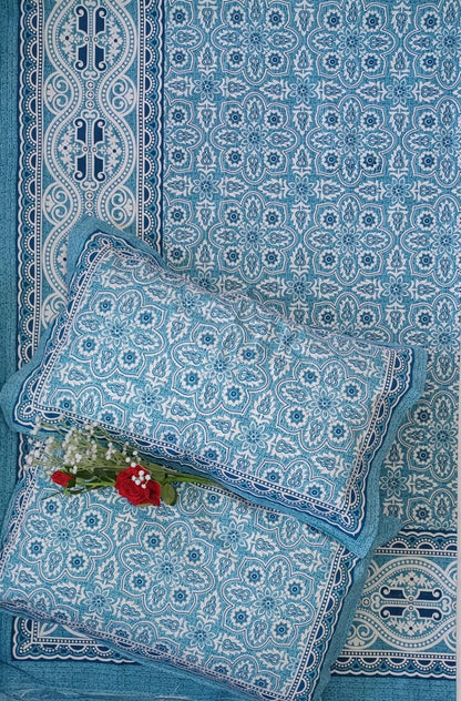 Floral Aura Pure Cotton King Size Bedsheets with Matching Pillow Covers – Premium Quality