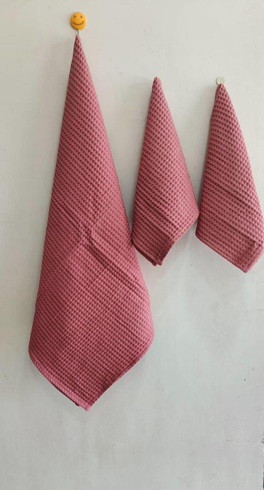 Waffle Weave Premium Cotton Towel Set (3-Piece)