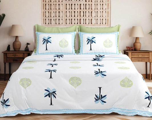 Peacock Royale Jumbo Cotton Bedsheet Set – 108x108 Inches with 2 Pillow Covers