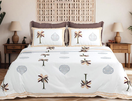 Peacock Royale Jumbo Cotton Bedsheet Set – 108x108 Inches with 2 Pillow Covers