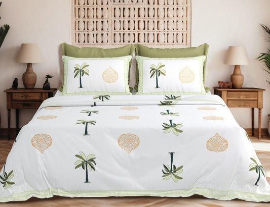 Peacock Royale Jumbo Cotton Bedsheet Set – 108x108 Inches with 2 Pillow Covers
