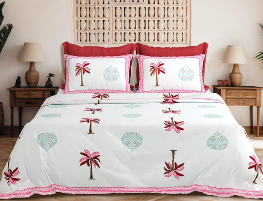 Peacock Royale Jumbo Cotton Bedsheet Set – 108x108 Inches with 2 Pillow Covers