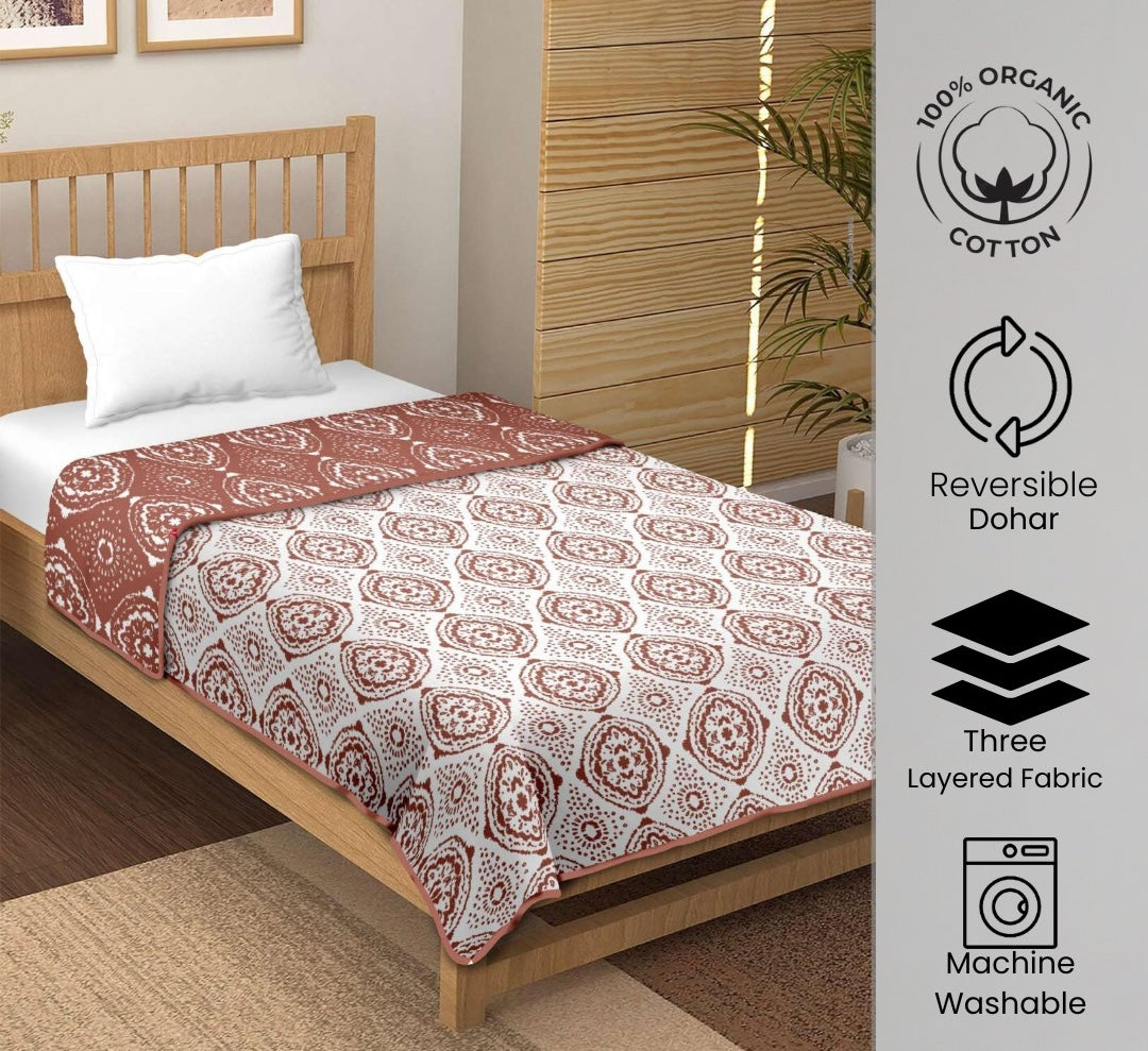 "Rust Harmony" Reversible Organic Cotton Dohar