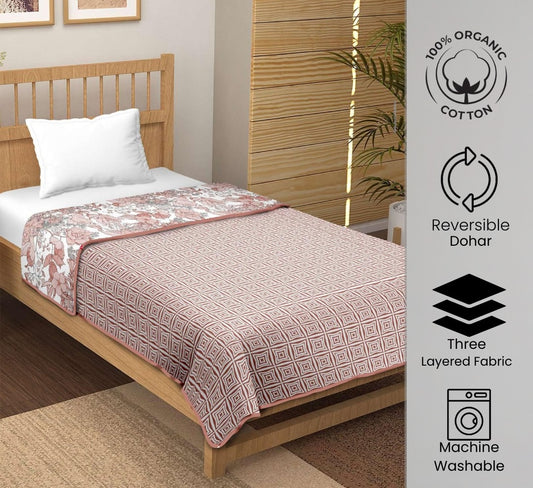 "Blush Garden" Reversible Organic Cotton Dohar