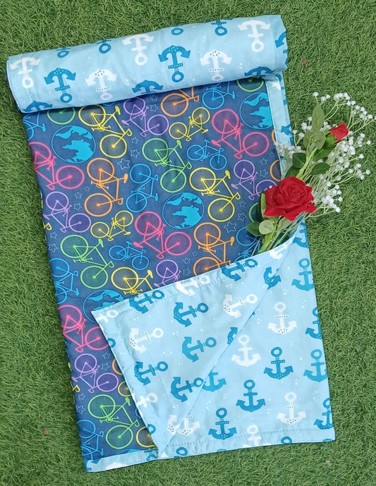 "Rainbow Cycles & Ocean Anchors" Reversible Cotton Kids Dohar
