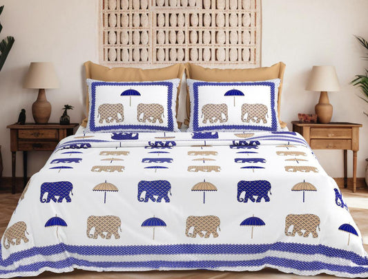 Royal March Jumbo Cotton Bedsheet Set – 108x108 Inches with 2 Pillow Covers