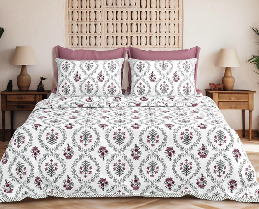Royal Vines Pure Cotton Bedspread – Jumbo Size with 2 Pillow Covers