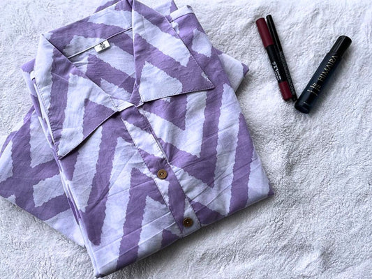 Lilac Mirage Handcrafted Cotton Shirt Co-ord
