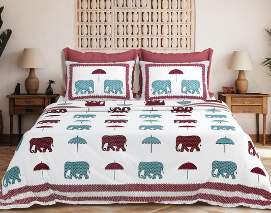 Royal March Jumbo Cotton Bedsheet Set – 108x108 Inches with 2 Pillow Covers