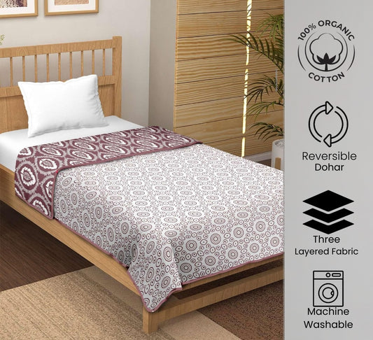 "Mulberry Medley" Reversible Organic Cotton Dohar