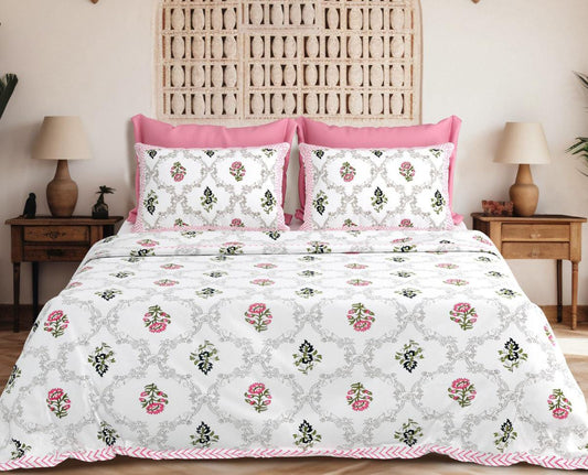 Royal Vines Pure Cotton Bedspread – Jumbo Size with 2 Pillow Covers