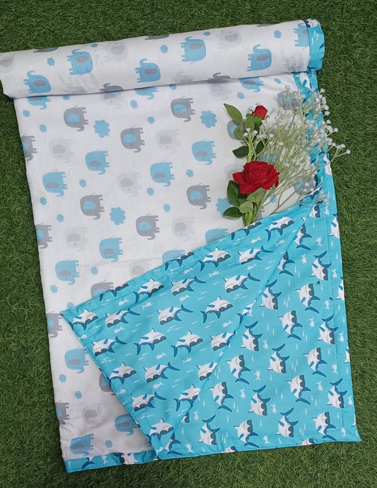 "Elephant & Shark" Reversible Cotton Kids Dohar
