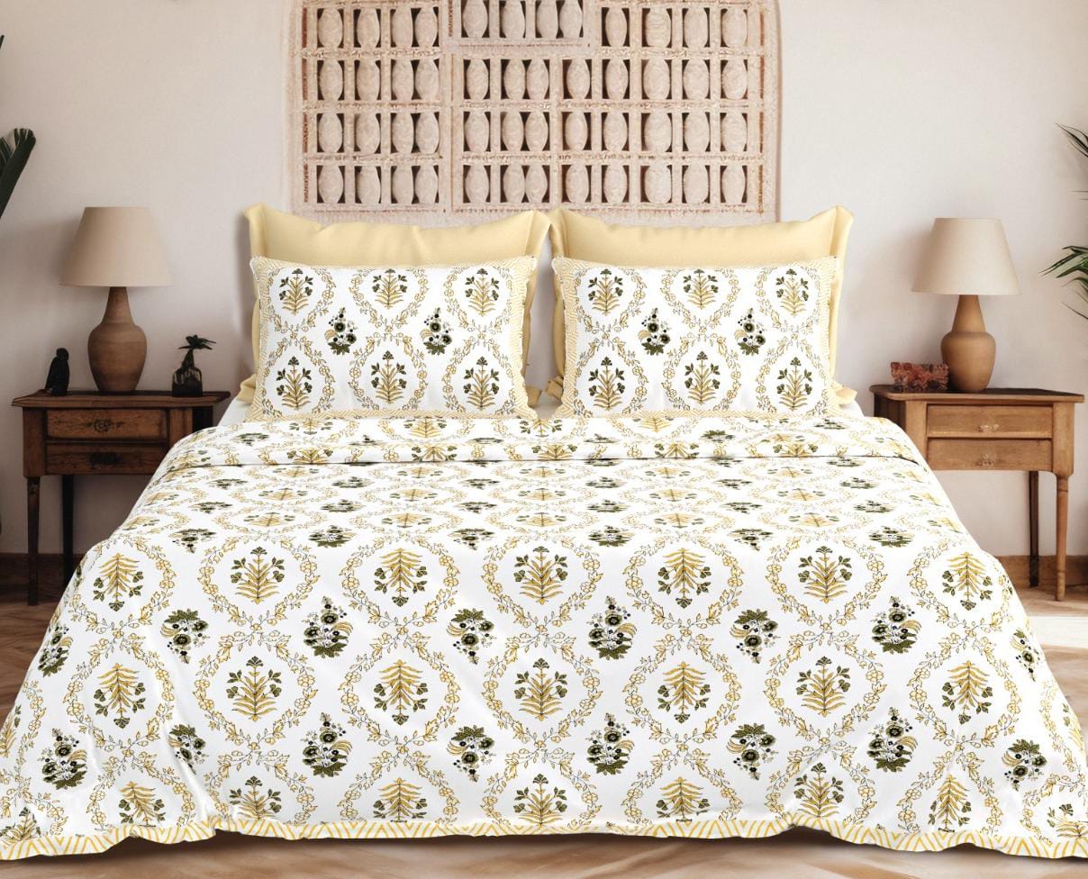 Royal Vines Pure Cotton Bedspread – Jumbo Size with 2 Pillow Covers