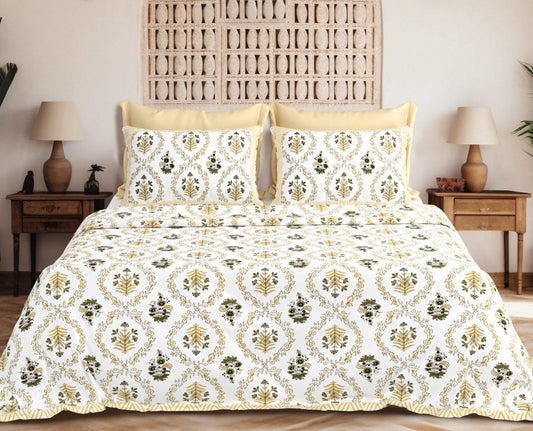 Royal Vines Pure Cotton Bedspread – Jumbo Size with 2 Pillow Covers