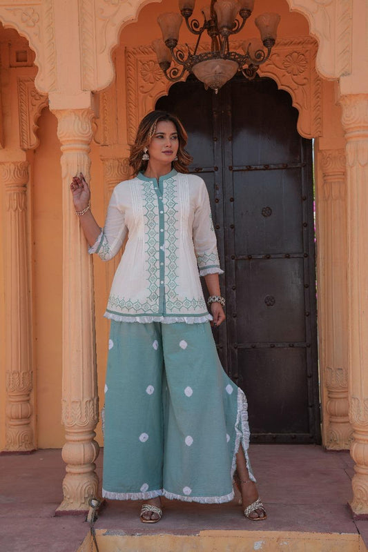 "Mint Heritage" Mulmul Cotton Co-ord Set