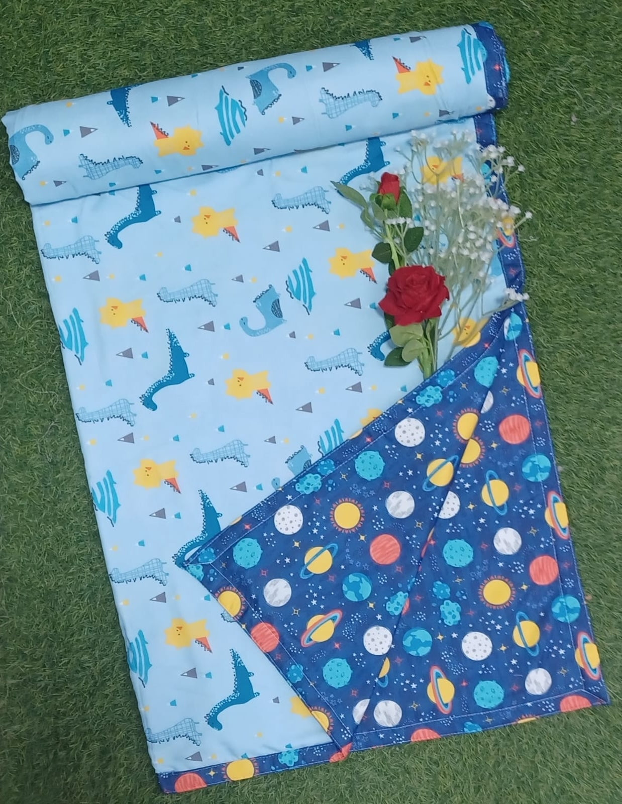 "Dino & Space" Reversible Cotton Kids Dohar