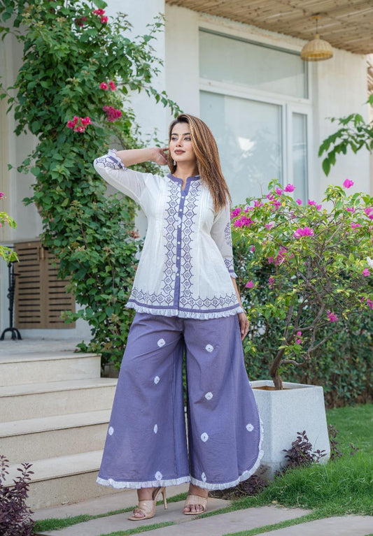 "Lavender Bloom" Mulmul Cotton Co-ord Set