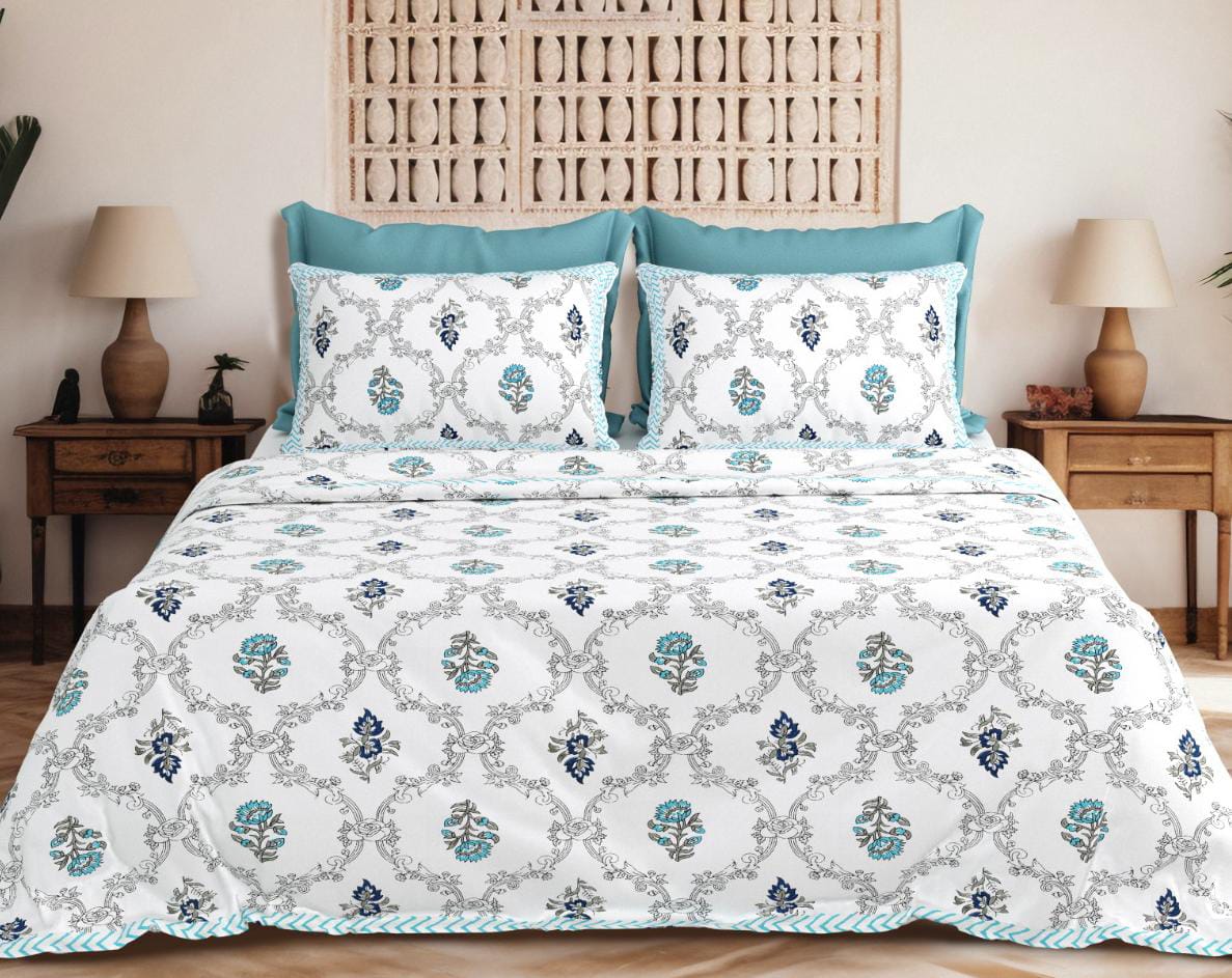 Royal Vines Pure Cotton Bedspread – Jumbo Size with 2 Pillow Covers