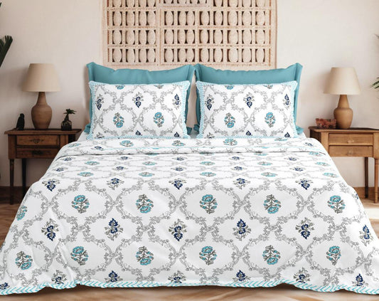 Royal Vines Pure Cotton Bedspread – Jumbo Size with 2 Pillow Covers