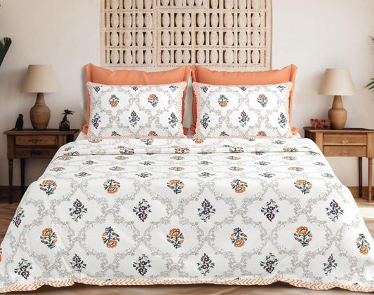 Royal Vines Pure Cotton Bedspread – Jumbo Size with 2 Pillow Covers