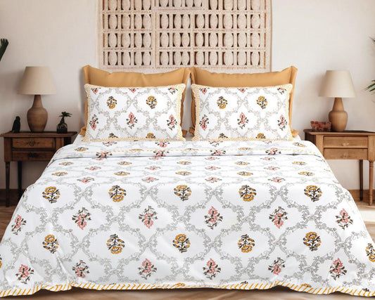 Royal Vines Pure Cotton Bedspread – Jumbo Size with 2 Pillow Covers