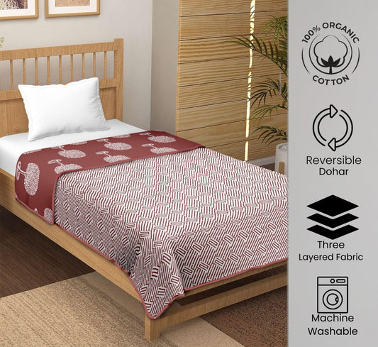 "Terracotta Bloom" Reversible Organic Cotton Dohar