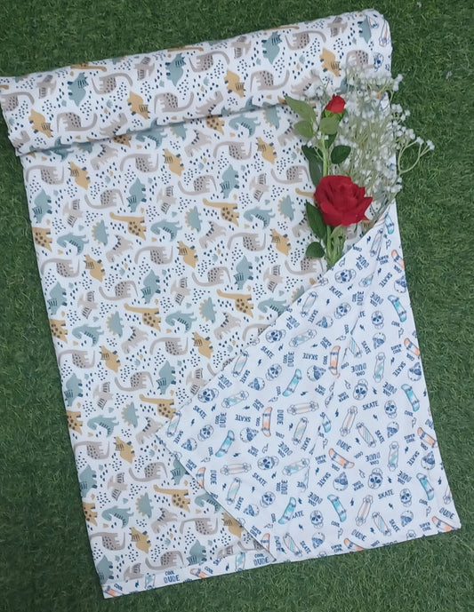 "Dino & Dude" Reversible Cotton Kids Dohar