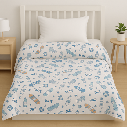 "Dino & Dude" Reversible Cotton Kids Dohar
